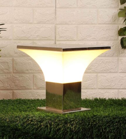 Dilwale Square Metal and PVC Classy Gate Light - Silver
